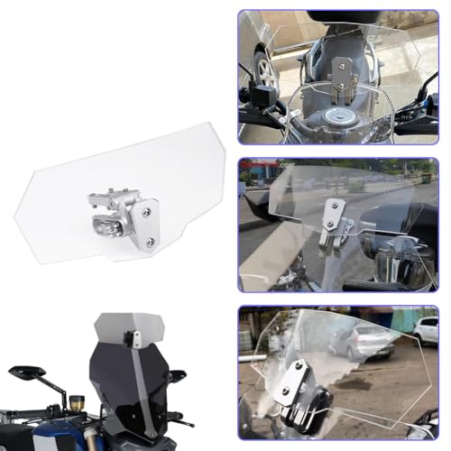 Motorcycle Windshield Extension, Motorbike Wind Deflector Motorcycle Windscreen Adjustable Clip On Windshield Spoiler Wing Windproof Front Flyscreen Fairing Transparent Visor Protector Frame Parts