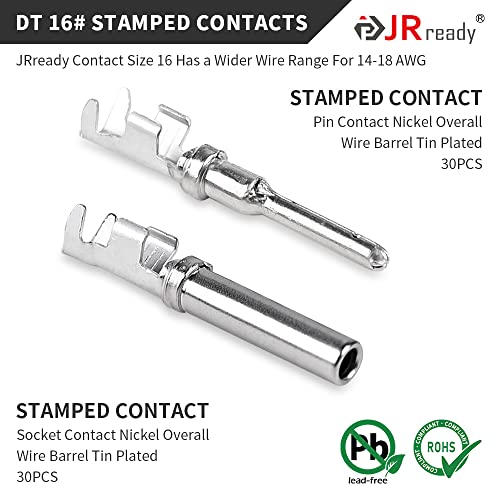 JRready 6 Pin Deutsch Connector Kit DT Series, 6 Pin Way Gray Waterproof DT Connector(5 Set), Size 16 Stamped Contacts 14-18AWG for Car, Truck, Motorcycle, Off-Road Vehicles, Marine, ST6327-6 - size: 6-Pin (5 Pairs)