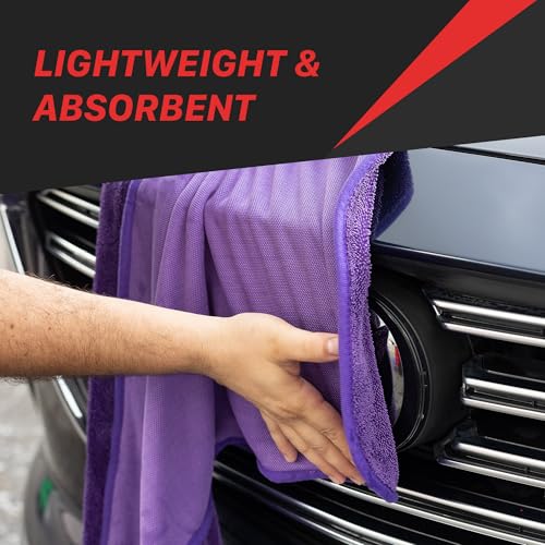 Maxshine 20" x 24" Universal Purple Car Drying Towel – 1200 GSM Rinse-Free Double-Sided Microfiber – Plush, Super Absorbent Towel for Car Wash & Detailing - size: 20" x 24" Purple