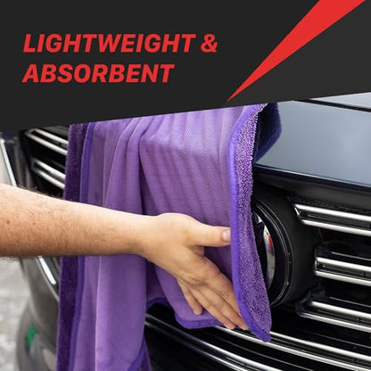 Maxshine 20" x 24" Universal Purple Car Drying Towel – 1200 GSM Rinse-Free Double-Sided Microfiber – Plush, Super Absorbent Towel for Car Wash & Detailing - size: 20" x 24" Purple