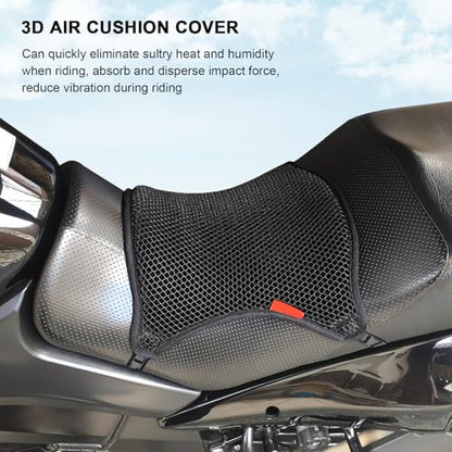 Motorcycle Seat Cushion Air Cooling 3D Mesh Motorcycle Seat Pad,Butt Protector Pads,Motorcycle Cool Seat Cover,Breathable Motorcycle Seat Cover,Size L - size: 32 x 36cm