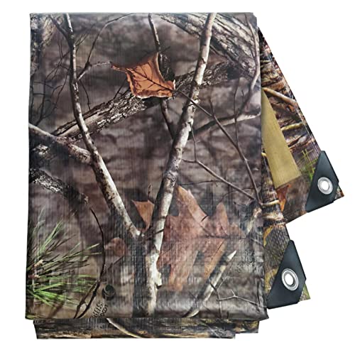 Heavy Duty 9 Mil Tarp Cover Waterproof UV Resistant Tarpaulin Used for Outdoor, Hunting, Camping, Backpacking, Canopy Tent, Ground Tarp, Cover Boat, Motorcycles, Roofs, Wood - color: Tree Camo-9 Mil, size: 8 Feet x 10 Feet