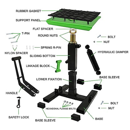 POLARBEAR Dirt Bike Stand and Lift Motorcycle Hydraulic Jack Stands1200LBs Capacity Adjustable Height Quick Jack for Maintenance(Green) - color: Green
