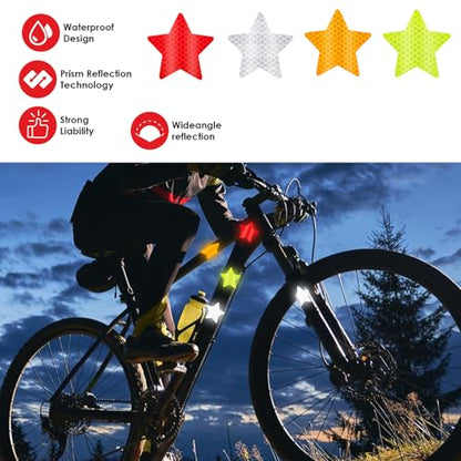 Ymapinc 40Pcs Star Shape Reflective Stickers, Warning Safety Reflector Stickers for Kids, Waterproof Safety Helmet Stickers for Vehicles, Bicycles, Motorcyclesc and Construction Workers