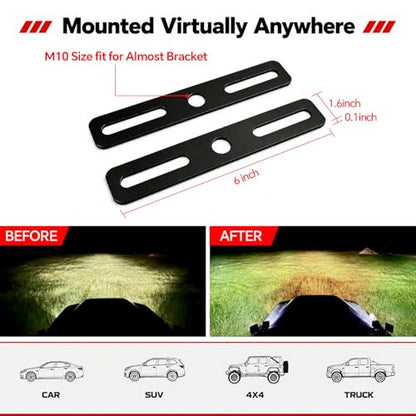 2PCS Ditch Light Bracket Extensions Heavy Duty A-Pillar LED Pod Mounts | Universal Light Mount Extension for Most Ditch Light Brackets, Steel Cowl Pod Light Mounting Brackets for SUV Trucks Vehicles - color: Ditch Light Bracket Extensions