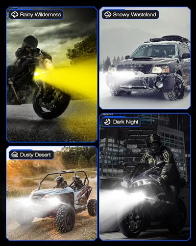 NOVSIGHT 2 Inch LED Pod Lights - 8 Modes Amber/White Driving Fog Lights With Dual Mounting Brackets, IP68 Waterproof Off Road Auxiliary Lights for Motorcycle Truck ATV UTV 5 Years Service, 2Pcs - color: 2 Inch White/Amber Driving Beam