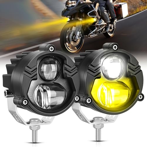 Nilight Motorcycle Driving Lights 2.7 inch White Amber Spot Beam Fog Light LED Pods IP67 Waterproof Auxiliary Offroad Lighting for Motorbike Dirt Bike e-Bike Scooter Snowmobile ATV UTV SUV Truck - color: 2Pcs 2.7Inch Lights White/Amber
