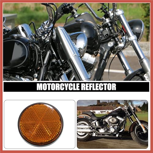 ACROPIX 4 Pcs M6x1.0 Orange Red Plastic Universal Round Screw Mount Reflective Warning Reflector with Nut for Motorcycle Bike Car Parts