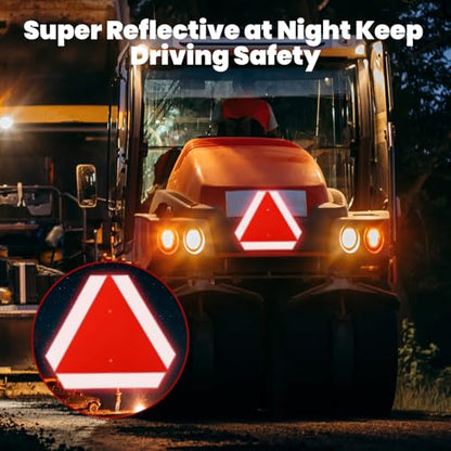 4 Pack Slow Moving Vehicle Sign, 14x16 Inch Aluminum Engineering Grade Reflective Safety Triangle Signs, Rust Proof for Golf Cart, Tractor, UTV, up to 7 Years Outdoor Use
