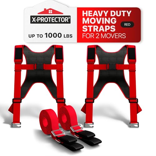 X-Protector Moving Straps - 2 Pairs - Lifting Straps for 2 Movers - Move Furniture Easily and Safely - Perfect for Lifting & Moving Heavy Objects (Adjustable Length 50-118”) - style: Moving Straps (With Back Support)