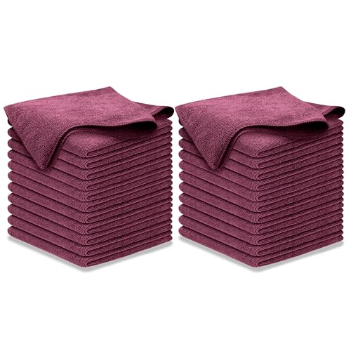 USANOOKS Premium 300GSM Microfiber Cleaning Cloth - 12.5"x12.5" High Performance - 1200 Washes, Ultra Absorbent Microfiber Towels for Cars Undercarriage, Rims & Engine Bay Cleaning - Microfiber Cloth - color: Burgundy, size: 12.5" x 12.5" (24 pack)