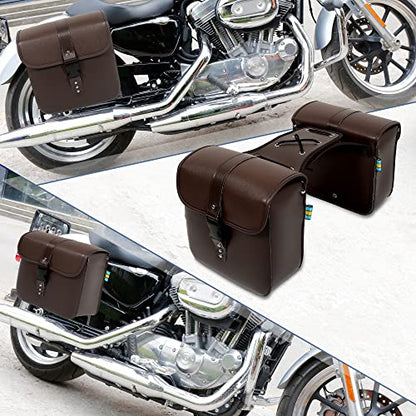 Motoforti Pair Motorcycle Saddlebag Side Tool Bags Cycling Luggage Bag Waterproof Quick Release Buckles - color: Brown