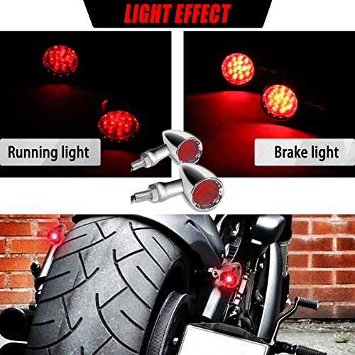 DREAMIZER 2pcs Chrome Bullet 15 LEDs Motorcycle Turn Signal Lights Front and Rear Indicator Lamps Compatible with Harley Honda Yamaha Cruiser Softail Sportster Street bike Chopper Bobber - color: Chrome#2