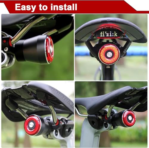 smart Bike Tail Light USB Rechargeable Bicycle Turn Signals with Remote Control Rear Bike Light Waterproof Safety Warning Back Lights Bike Alarm for Night Riding Mountain (Brake Set)