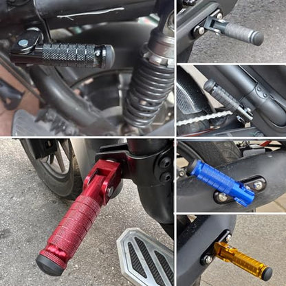 XINGWU M8 Motorcycle Foot Pegs 90 Degree Foldable Footpegs CNC Anti-Skid Footrest Universal for Yamaha Honda Suzuki Aprilia Electric Car Motorbike Mini Bike Dirt Pit Bike Passenger Pedal (Silver) - color: Silver