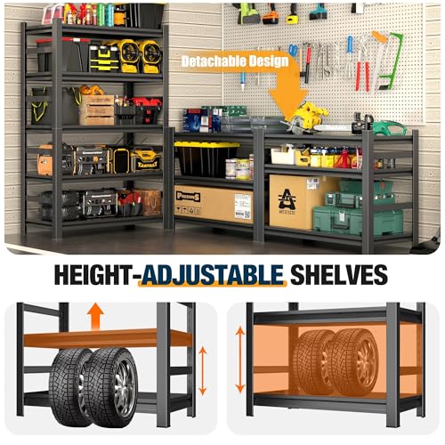Heavy Duty Shelving 4-Tier Industrial Metal Shelves, 45W/16D Garage Storage Adjustable Shelf Rack, Sturdy Scratch-Proof, Ideal for Pantry, Closet, Kitchen, Warehouse, 16 Inches Deep, 63"H - size: 4 Tier | 63" H x 45" W x 16" D