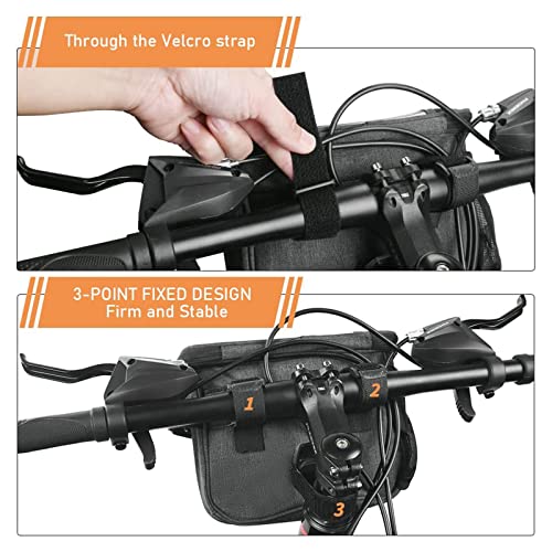 Bike Handlebar Bag Bicycle Front Bag Shoulder Bag Storage Bag with Shoulder Strap for Road Mountain Bike Cycling Travel -Grey
