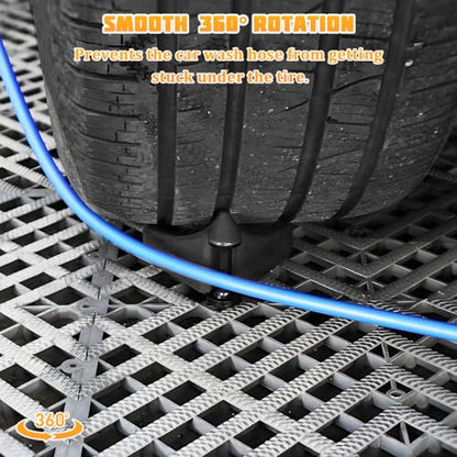 4PCS Car Hose Guide, Vehicle Detailing Cleaning Tools Hose Guides Preventing Wash Stuck Under The Tires, Automotive Wheel Rolling System Tool for Washing, Universal Fit (Black) - color: Black