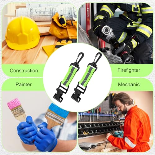 2PCS Glove Strap with Alligator Clip, Reflective Gloves Keeper Work Glove Holder Gloves Clip Quick Access Belt for Tool Belt Backpack
