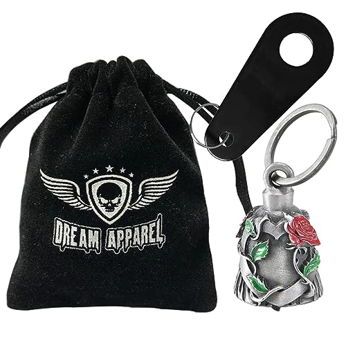 Dream Apparel Motorcycle Bell Guardian Angel Drive Away Gremlin, Biker Bell for Men Women Rider Riding, Good Luck Gift - color: Red Rose