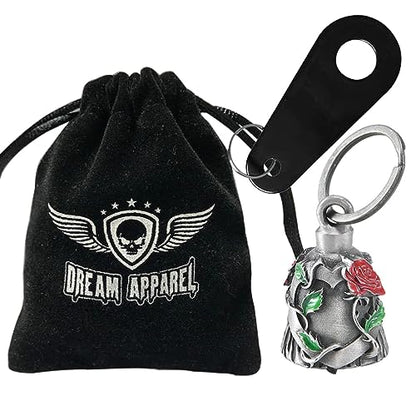 Dream Apparel Motorcycle Bell Guardian Angel Drive Away Gremlin, Biker Bell for Men Women Rider Riding, Good Luck Gift - color: Red Rose