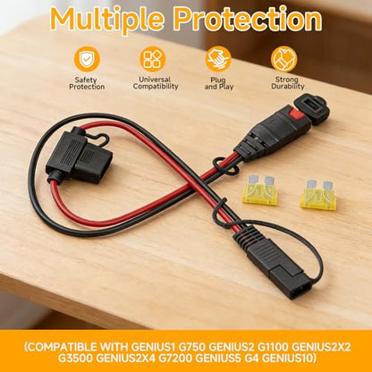 SAE Extension Cord, 14AWG Battery Charger Adapter Cable Compatible with NOCO Genius Smart Battery Chargers, SAE Adapter for Motorcycle, ATV, UTV, Car Garage Battery Maintenance Use(1FT)