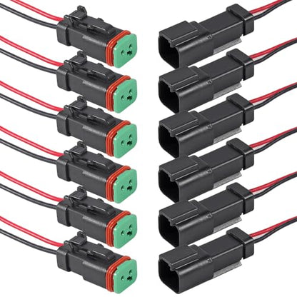 6Pcs 2 Pin DT Connector Car Electric Plug Connector Wire Harness Auto Waterproof Male Female Automotive Electrical Connector Auto Plug with 2 Wire for Car Truck Boat - size: 6pcs 2 pin DT