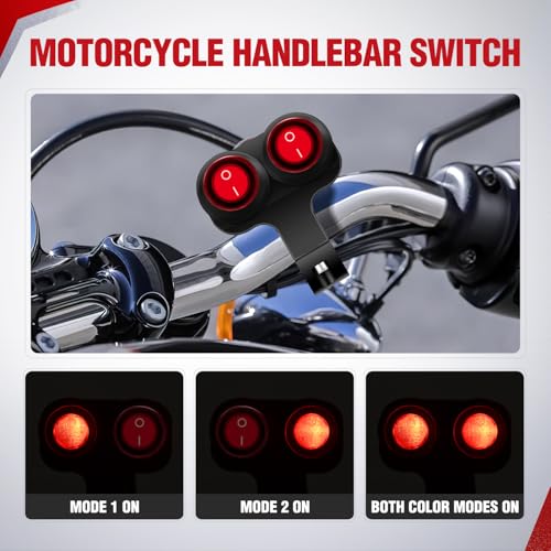 Nilight Motorcycle 7/8" (22mm) Handlebar Switch Plug and Play 12V Waterproof On Off Push Button Dual Control for ATV UTV Driving Light Bar - color: Motorcycle Handlebar Switch-Dual Control 4 Pin
