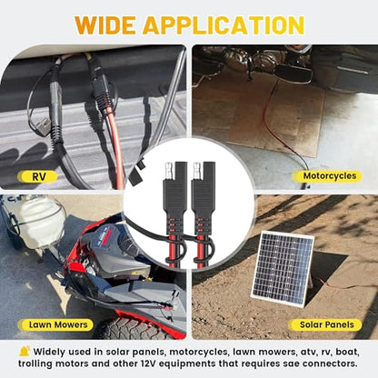 Oyviny 6FT 16AWG SAE Extension Cable with Polarity Reversing Adapter, Heavy Duty 2 Pin SAE Quick Connector with Dust Caps for Solar Panel Automotive Battery Charger Trolling Motor 12V - style: 6FT