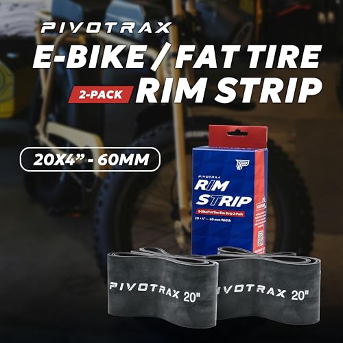 PIVOTRAX Motorcycle Rim Strip (2 Pack) – Size :12" 14" 16" 17" 18" 19" 20" 21" Durable Rubber Rim Tape with Valve Stem Hole, Tube Protection, Compatible with E-Bike Dirt Bike - size: 20"