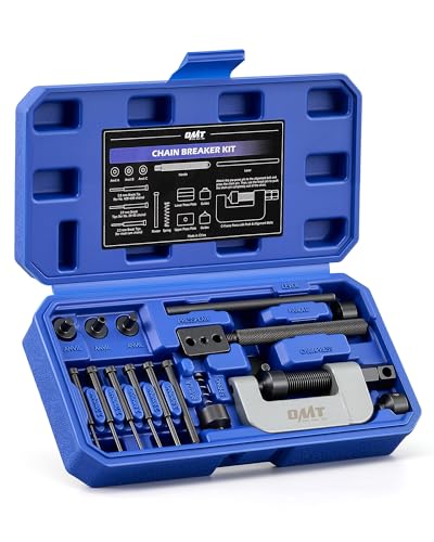 Orion Motor Tech Motorcycle Chain Rivet Tool, 20pc Motorcycle Chain Tool Kit with Powder Coated C Frame 5 Pins Pre-Press Cap, Pro Bike ATV Motorcycle Chain Breaker Removal Tool for 25 to 630 Chains