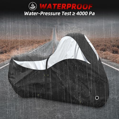 600D Motorcycle Cover, Heavy Duty Waterproof Motorcycle Covers Outdoor Storage with Lock-Holes Compatible with Harley Davidson, Honda, Suzuki, Yamaha (Side Box) - size: Side Box