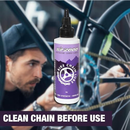 Slip 2000 Bike Chain Lube, Bicycle Chain and Cable Lubricant, Pure Synthetic Oil for All Bikes, Reduces Friction and Wear, Corrosion and Rust Protection, 4 Ounce