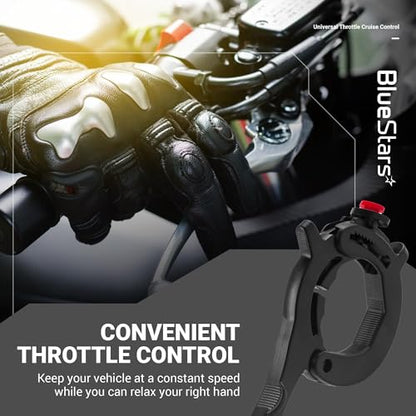 BlueStars Throttle Cruise Control/Motorcycle Throttle Lock - Universal Compatible with Most Motorcycles/Electric Bikes/Scooters/ATVs - Control Assist Motorcycle Accessories