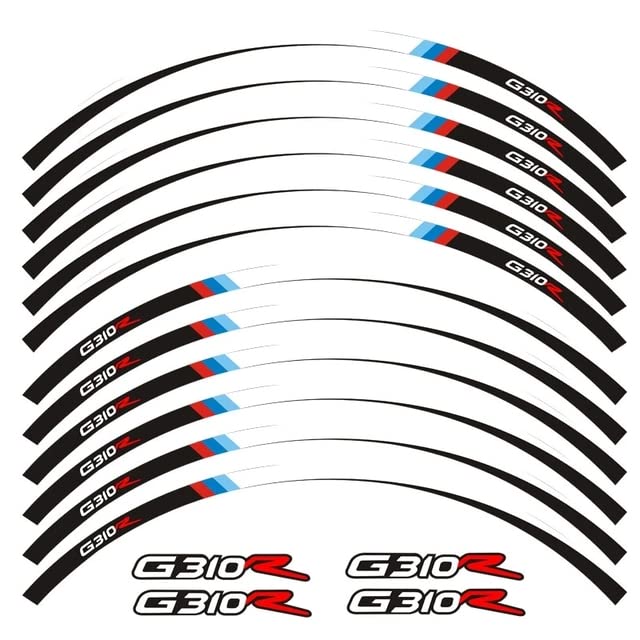 Motorcycle Rim Reflective Tape Sticker 17inch Wheel Stripes Decals Compatible with BMW G310R (E) - color: E