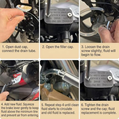 Brake Bleeder Hose Kit One Way Check Valve with Metal Clips for Cars Motorcycles Clutch Universal Flexible Bleeding Tool