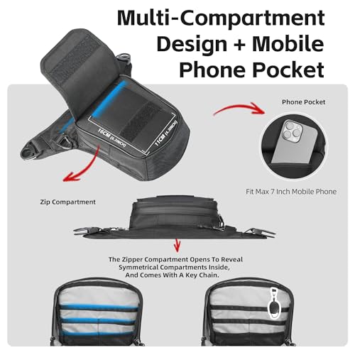Rhinowalk Motorcycle Fuel Tank Bag,Motorbike Tank Bag with Mobile Phone Pocket, Thigh bag,Leg Waist Chest Pouch,2.4L Backpack Motor Cycle Accessories - style: Without Magnetic