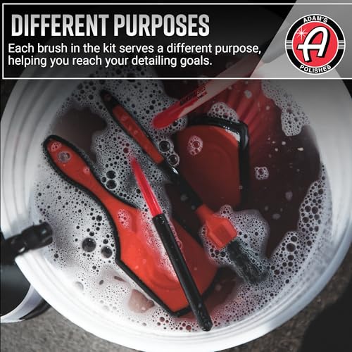 Adam's Wheel & Tire Brush Combo (2-Item) - Includes Wheel Brush & Tire Brush for Cleaning Rubber, Plastic, Chrome, Metal, Aluminum, Rim & Spoke Surfaces - size: 2-Item