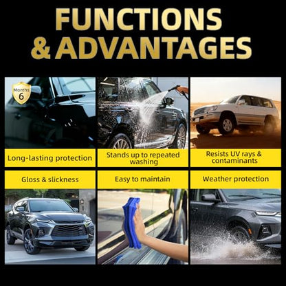 Ceramic Spray Coating for Cars - 8.4oz Quick Detailer with 6 Months Protection, High Gloss Top Coat & Water Repellent, Car Detailing Kit for Car, RV, Motorcycle, Boat