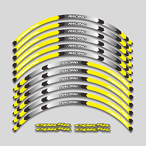 Motorcycle Rim Stripes Decals Wheel Sticker Reflective Tape for Honda CBR RR (CBR RR A Yellow 12pcs) - size: CBR RR A Yellow 12pcs