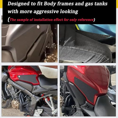 Accessories Compatible with KA&WA&SA&KI NINJA500 Ninja 500 Z500 Z500 2023 2024 2025 Side Fuel Tank Pads Protector Stickers Decal Gas Knee Grip Traction Pad Side Sticker (Black) - color: Black