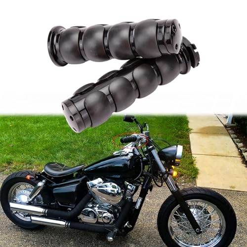 DREAMIZER 25.4MM Motorcycle Handlebar Grips 1 inch Compatible with Honda Shadow Spirit 750 Valkyrie Fury VTX1300 VTX1800 VT400 VT750 VT1100 - Smooth - style: Flat-black