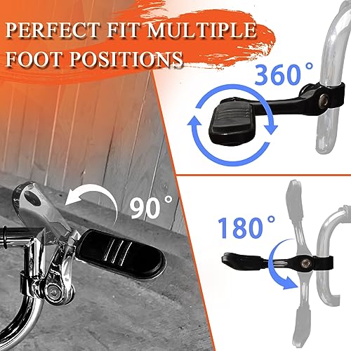 FOVPLUE 1.25" Highway Footpegs,Long Angled Adjustable Highway Pegs w/Mounts for Harley Touring Street Glide Electra Glide Road King Softail CVO Dyna Trike VRSC Sportster w/1-1/4" Engine Guard,Black#3 - color: GLOSS BLACK