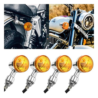 Motorcycle Round Turn Signal Lights, 4PCS 12V LED Bulbs Blinker Direction Indicator Lamp, Universal for Honda Shadow Suzuki Kawasaki Harley Yamaha (Silver/4PCS) - size: Silver/4PCS