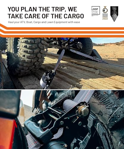 Strapinno Retractable Ratchet Tie-Down Straps,5,000 lbs Breaking Strength- 2 in x 12 ft Heavy Duty Ratchet Strap with Safety Lock S Hooks for Motorcycles, ATVs, UTVs, Lawn Equipment & Cargo (Gray) - color: Gray