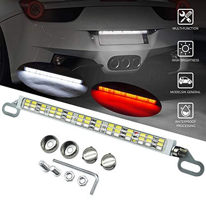 Rear License Plate Frame LED Light Bar - 7.41 Inch 45x5630SMD Chips White & Red for Cars SUVs Trucks RVs - All-in-One With Brake Lights - 1-Pack