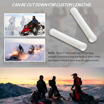 7" Snowmobile Handlebar Grips Compatible with 7/8'' Handlebars-Cat Polaris Skidoo Ultra Tacky Diamond Grip Surface is Soft and Comfortable - color: White