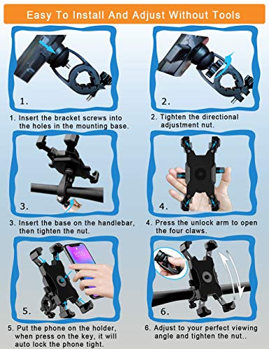 2025 Upgraded Bike Phone Mount, Easy Install and Quick Release Bicycle - Motorcycle Handlebar Phone Mount Holder, Bike Phone Holder for iPhone and More 4.7-6.8 inch Cell Phone - size: Handlebar