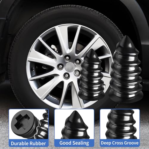 40 Pcs Tire Repair Rubber Nail,Tire Plug Kit, Spiral Rubber Nails,Self-Service Puncture Repair Tool with Screwdriver for Car Motorcycle Truck ATV(2 Sizes,20 Each)