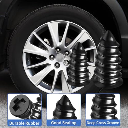 40 Pcs Tire Repair Rubber Nail,Tire Plug Kit, Spiral Rubber Nails,Self-Service Puncture Repair Tool with Screwdriver for Car Motorcycle Truck ATV(2 Sizes,20 Each)